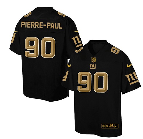 Men's Elite Jason Pierre-Paul Nike Jersey Black - #90 Pro Line Gold Collection NFL New York Giants